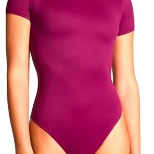Victoria's Secret Jewel Toned Burgundy  Short Sleeve Bodysuit